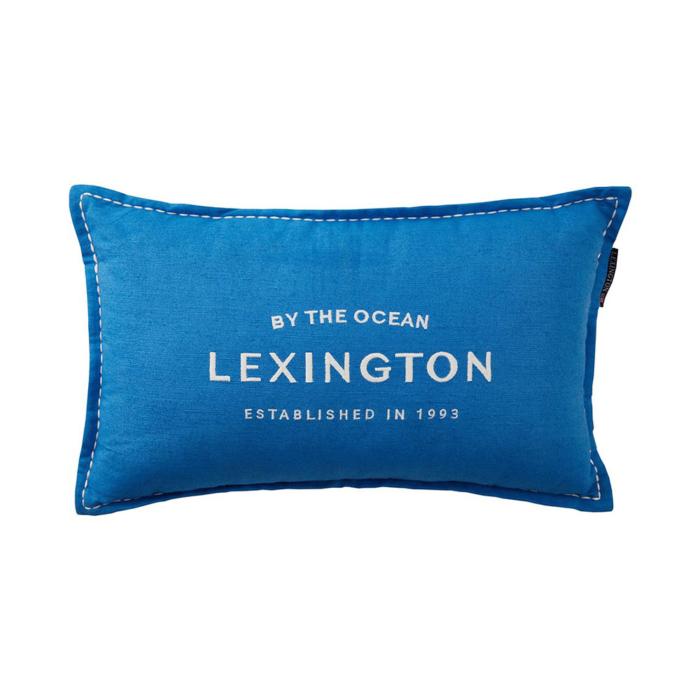 Lexington Logo Embroidered Linen Cotton Prydnadskudde